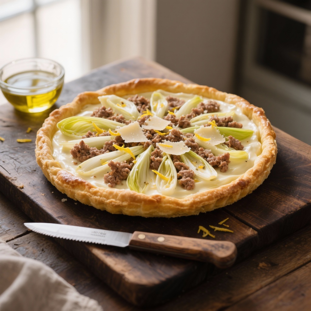 Belgian Endive and Meat Puff Tart recipe image